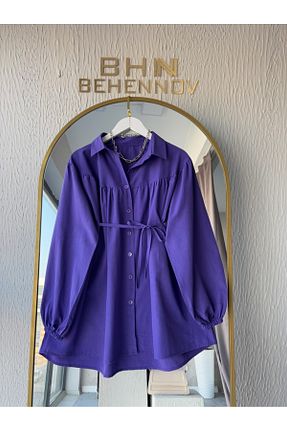 پیراهن حجاب بنفش زنانه اورسایز Butik - کد 901741573