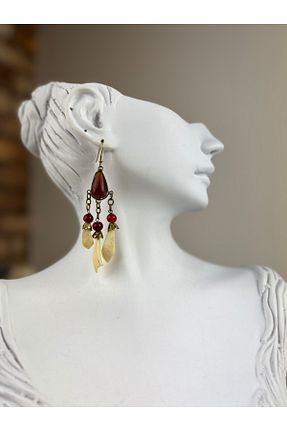 گوشواره جواهر بژ منجق SEDEF TAKI - کد 901741401