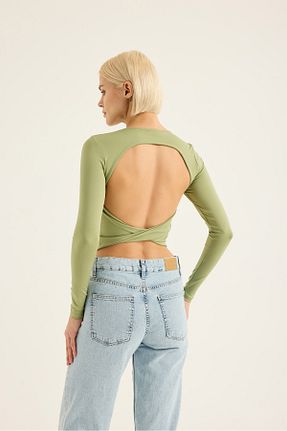 بلوز سبز زنانه ساده SEVİLEN - کد 901743500