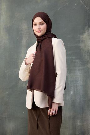 شال قهوه ای زنانه پنبه پلی استر İpekhan - کد 901747073