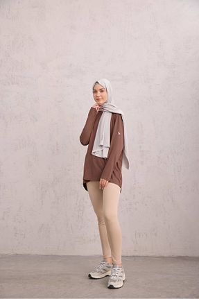 تونیک حجاب قهوه ای زنانه پنبه ای Laina - کد 902912897