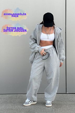 شلوار کرمگن طوسی زنانه پنبه - پلی استر - الاستین BSBSPOR - کد 901748574