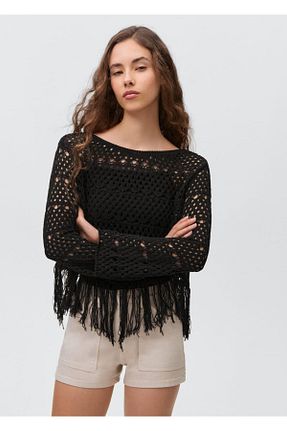 پلیور مشکی زنانه ساده MANGO Teen - کد 898627400