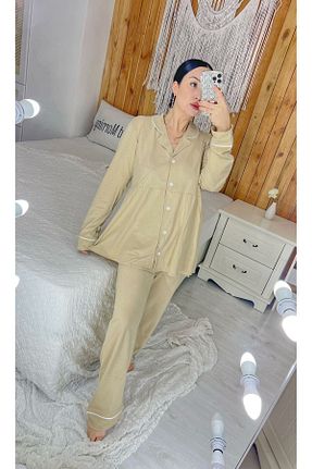 ست لباس راحتی بارداری نباتی زنانه پنبه ای Pijamapartisi - کد 884358626