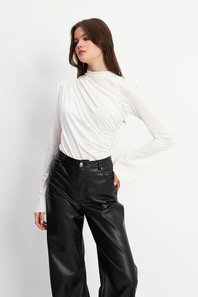 بلوز سفید زنانه ساده Hür - کد 901772358