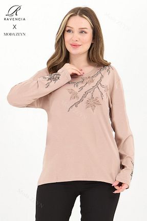 بلوز بژ زنانه گلدار Ravencia - کد 901779156