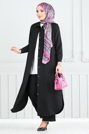ست بالاتنه و پائین تنه مشکی زنانه بافتنی ModaMerve - کد 903338182