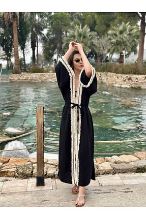 کیمونو و کافتان مشکی زنانه پنبه ای Butik - کد 901799792