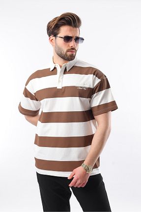 تیشرت قهوه ای مردانه اورسایز Madmext - کد 901821939