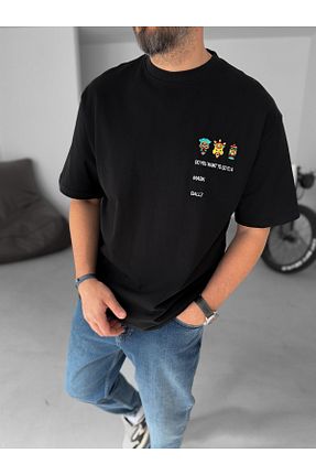 تیشرت مشکی مردانه اورسایز BYBASICMAN - کد 901834020