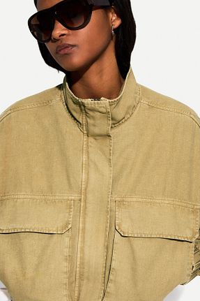 کت خاکی زنانه اسلیم Bershka - کد 903189621