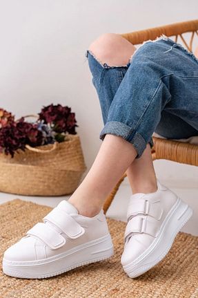 کفش اسنیکر سفید زنانه چسبی Zerenyus - کد 901873549
