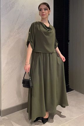 ست بالاتنه و پائین تنه خاکی زنانه بافتنی GÜLSELİ - کد 901910526