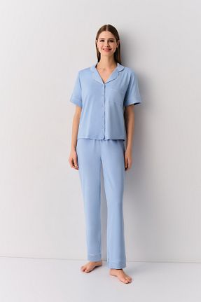 ست لباس راحتی آبی زنانه گلدار Suwen - کد 901871565