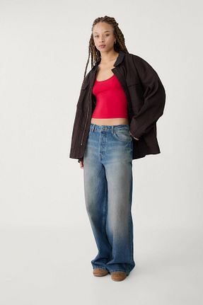 تیشرت قرمز زنانه Fitted Stradivarius - کد 901819486