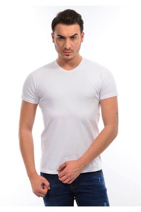 تیشرت سفید مردانه اسلیم فیت BUTİK.E - کد 901855496
