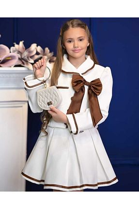 ست بالاتنه و پائین تنه نباتی بچه گانه بافتنی By Feyza Kids Collection - کد 902972872
