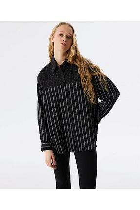 پیراهن مشکی زنانه اورسایز Twist - کد 901859649