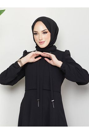 مانتو بلند حجاب مشکی زنانه مخلوط ویسکون Günay Karaca - کد 377344373