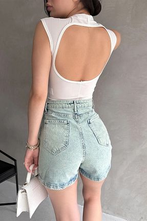 بلوز سفید زنانه یقه دگاژه DENİKK - کد 901859340