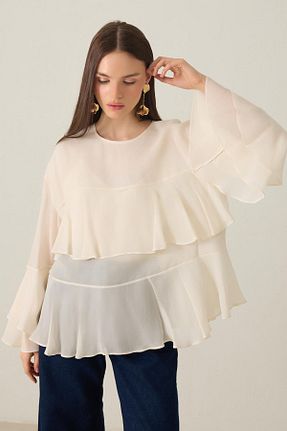 بلوز بژ زنانه ساده Setre - کد 900618395