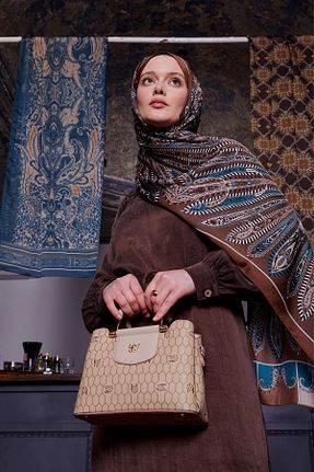 شال قهوه ای زنانه پلی استر Levidor - کد 901883505