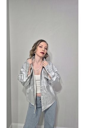 کت طوسی زنانه اورسایز LONCA - کد 901888405