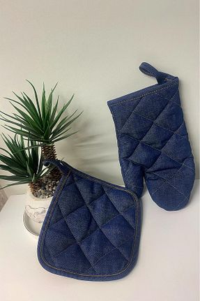 دستکش و پیشبندآشپزخانه سرمه ای پنبه Runsales - کد 901888939
