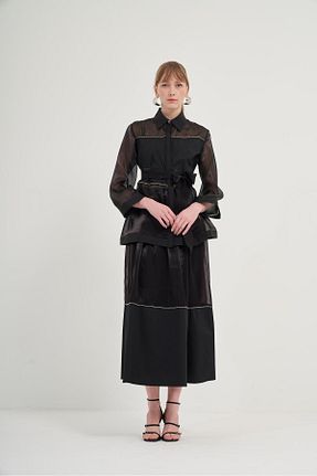 ست بالاتنه و پائین تنه مشکی زنانه بافتنی FTZ WOMEN - کد 901878872
