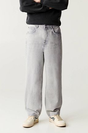 شلوار جین طوسی مردانه پاچه پهن Pull & Bear - کد 901876103