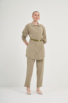 ست بالاتنه و پائین تنه خاکی زنانه بافتنی FTZ WOMEN - کد 901877820