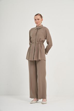 ست بالاتنه و پائین تنه خاکی زنانه بافتنی FTZ WOMEN - کد 901878824