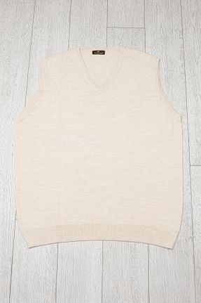 سوئیتر سایز بزرگ بژ مردانه پشم Woolen World - کد 901878015