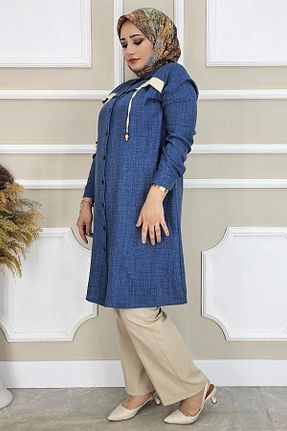 تونیک حجاب سرمه ای زنانه پنبه ای PYS - کد 901900059