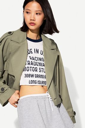 ترنچکت خاکی زنانه پنبه ای Bershka - کد 903008368