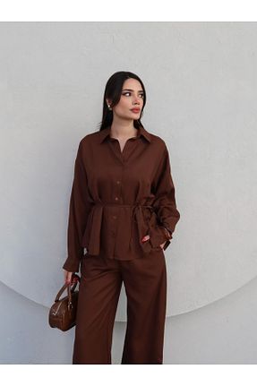 ست بالاتنه و پائین تنه قهوه ای زنانه بافتنی ESRAHELVACI - کد 902105218