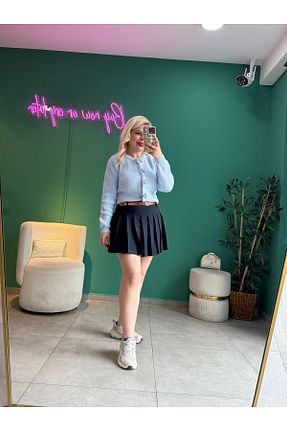 دامن سرمه ای زنانه پنبه ای tuğba kumlu butik - کد 901906695