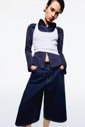 شلوارک و برمودا آبی زنانه اسلیم Bershka - کد 897944556
