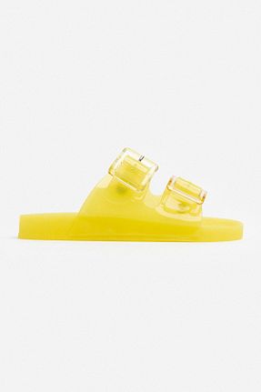 دمپائی زرد زنانه پاشنه تخت NİŞANTAŞI SHOES - کد 901906794