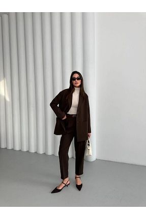 شلوار قهوه ای زنانه بافتنی BengüşButik - کد 901933685