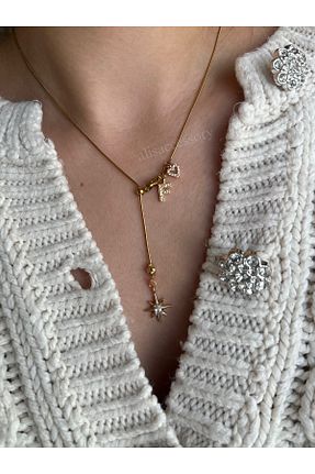 گردنبند استیل ( فولاد ) طلائی زنانه استیل (فولاد) Alis Accessory - کد 885099174