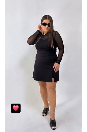 شلوارک و برمودا سایز بزرگ مشکی زنانه فاق بلند NİLS FASHİON - کد 893590742