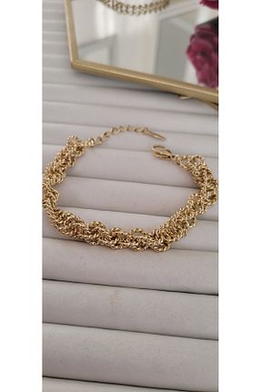 دستبند جواهر طلائی زنانه برنجی YİĞİTKARANAKSESUAR - کد 901948727
