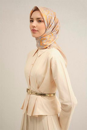 روسری نارنجی کرپ ساتن ابریشم Armine - کد 901951135