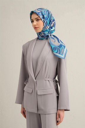 روسری آبی کرپ ساتن ابریشم Armine - کد 901951476