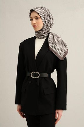 روسری قهوه ای کرپ ساتن ابریشم Armine - کد 901951384