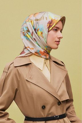 روسری نارنجی کرپ ساتن ابریشم Armine - کد 900842979