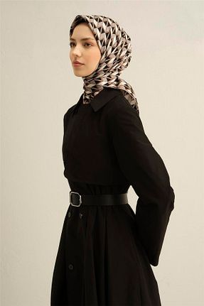 روسری قهوه ای کرپ ساتن ابریشم Armine - کد 901951283