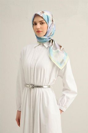 روسری آبی کرپ ساتن ابریشم Armine - کد 900881341