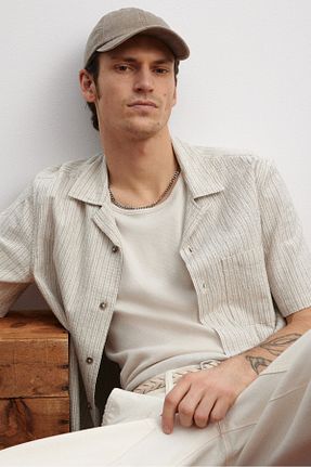 پیراهن بژ مردانه یقه مردانه H&M - کد 900644619